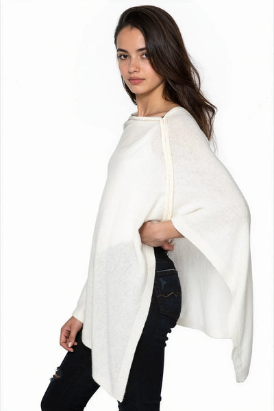 California Cashmere by Subtle Luxury Cashmere Be Golden 100% Cashmere Braided Trim Poncho