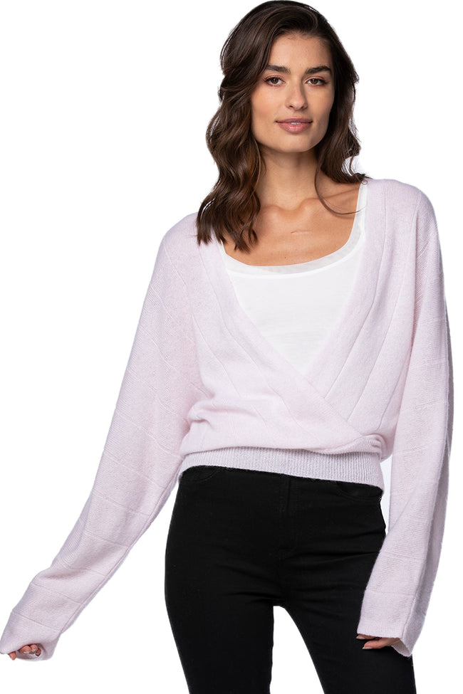California Cashmere by Subtle Luxury Cashmere Camilla Crossover Top / S/M / Fragrance 100% Cashmere Camilla Front Crossover Sweater