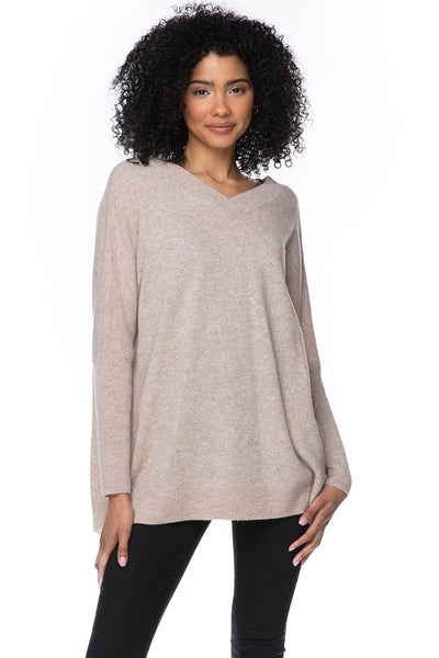 California Cashmere by Subtle Luxury Cashmere Double V-Neck Sweater / S/M / Light Weight Beige 100% Cashmere Reversible Easy V-Neck Sweater - Neutrals