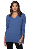 California Cashmere by Subtle Luxury Cashmere Double V-Neck Sweater / XS/S / Blue Iris 100% Cashmere Reversible Easy V-Neck Sweater in Fall Favorites