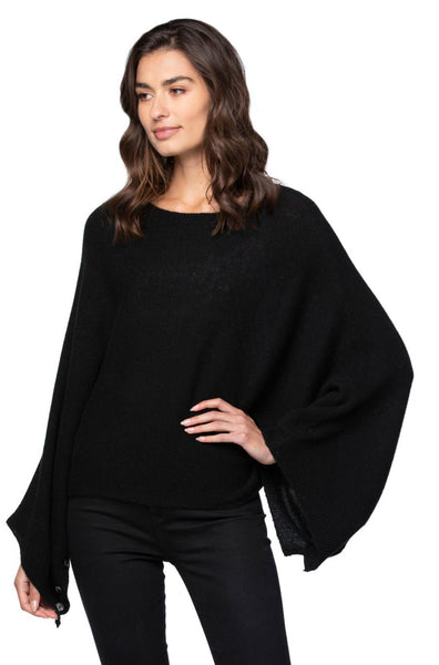 California Cashmere by Subtle Luxury Cashmere Florance pullover / O/S / Black 100% Cashmere 2-1 Poncho Pullover Sweater