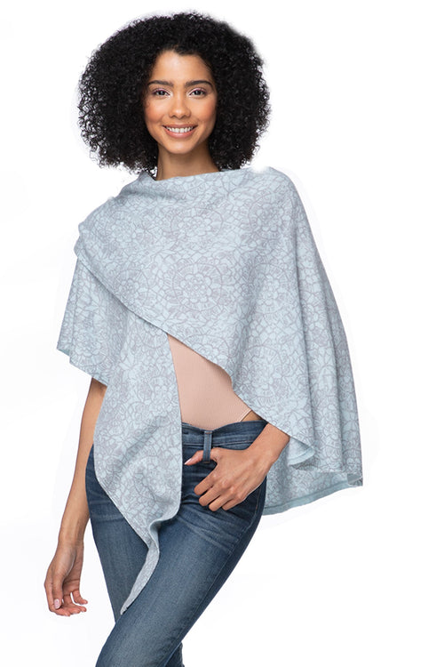 California Cashmere by Subtle Luxury Luxury Scarf Mosaic Floral-Silver / One Size 100% Cashmere Victoria Wrap Sweater