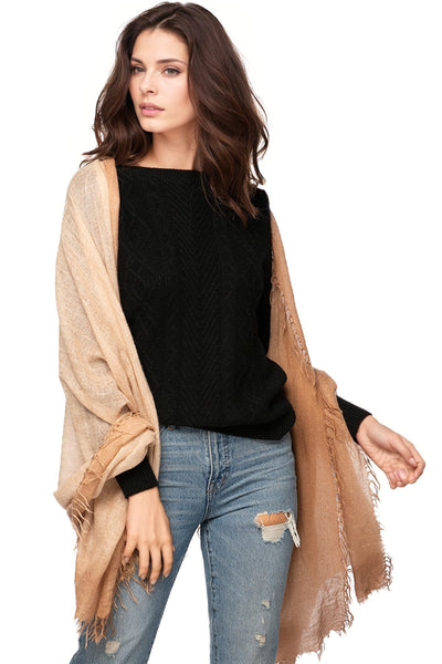 California Cashmere by Subtle Luxury Luxury Scarf Sand/Cream / One Size 100% Tissue Cashmere Half Moon Scarf