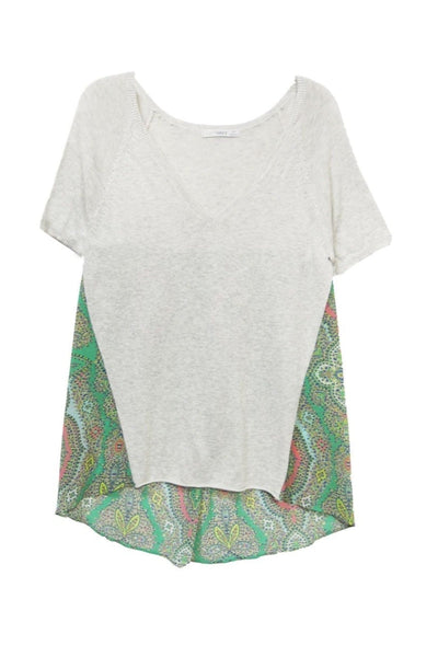 California Cashmere by Subtle Luxury Shirts Mixed Media Sweater Knit | Printed Fabric Back