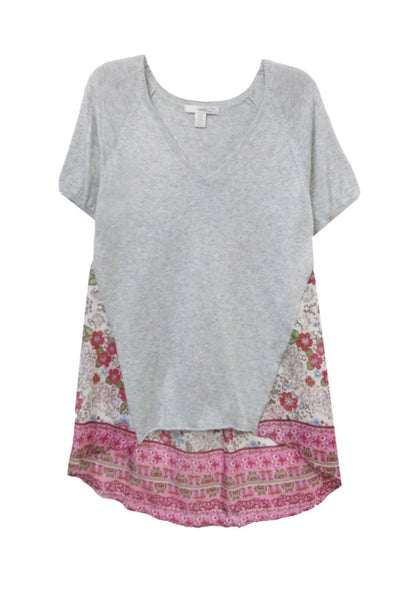 California Cashmere by Subtle Luxury Shirts XS/S / Pearl-SG Mixed Media Sweater Knit | Printed Fabric Back