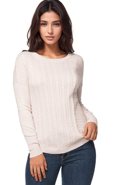 California Cashmere by Subtle Luxury Sweater Crystal Pullover / S/M / Chalk Crystal Textured Pullover Sweater in Cotton Cashmere