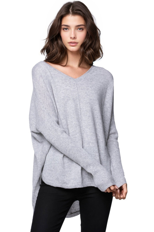 California Cashmere by Subtle Luxury Sweater Nelly Washable Cashmere V-neck / S/M / Whisper Nelly Washable Cashmere V-neck Pullover Sweater in Whisper Grey