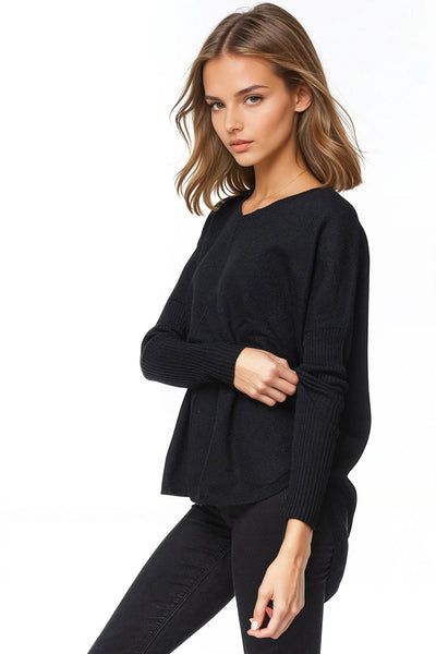 California Cashmere by Subtle Luxury Sweater Nelly Washable Cashmere V-neck / XS/S / Black Nelly Washable Cashmere V-neck Pullover Sweater Knit
