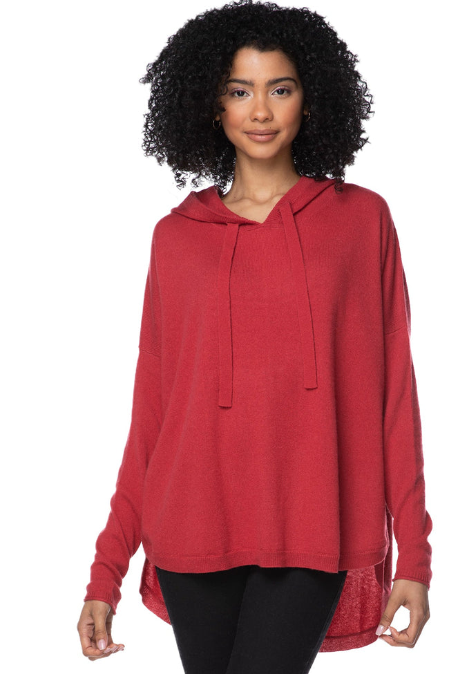 California Cashmere by Subtle Luxury Sweater Quinn Washable Cashmere Hoodie Sweater in Red