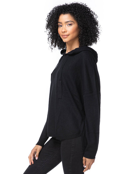 California Cashmere by Subtle Luxury Sweater Quinn Washable Cashmere Hoodie / XS/S / Black Quinn Washable Cashmere Hoodie Sweater in Black