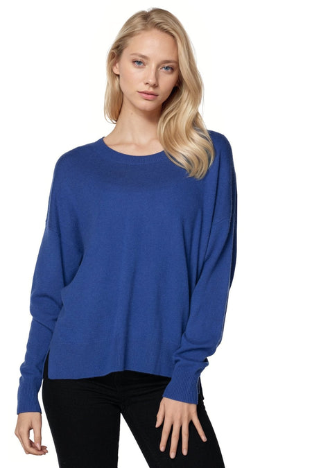 100% Cashmere Comfort Crew Sweater in Majolica Blue