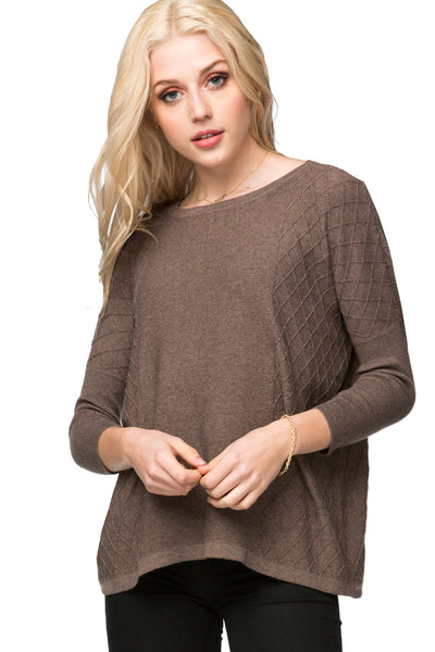 California Cashmere by Subtle Luxury Sweater Zoe Cross Stitch Pullover Sweater in Cotton Cashmere Blend