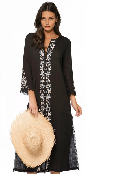 Catalina Maxi Cotton Gauze Embroidery Sundress - Subtle Luxury