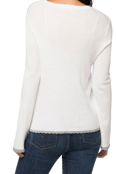 Charlotte Scallop Edge Sweater Zen Blend Crewneck Pullover - Subtle Luxury