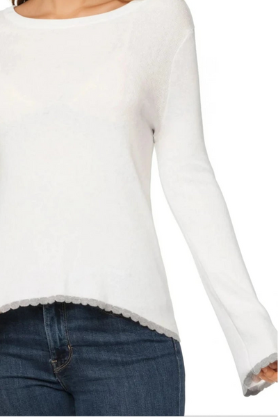 Charlotte Scallop Edge Sweater Zen Blend Crewneck Pullover - Subtle Luxury