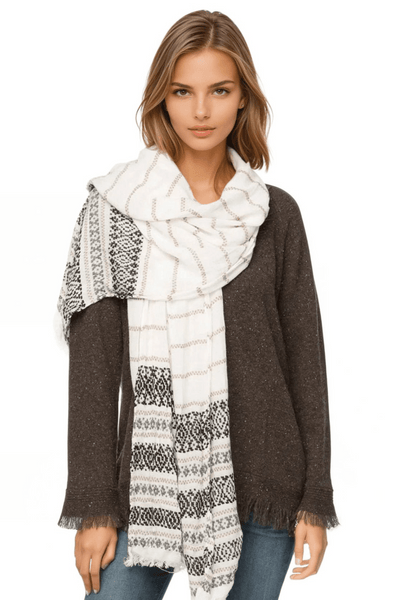 Charming Jacquard Fabric Scarf Wrap - Subtle Luxury