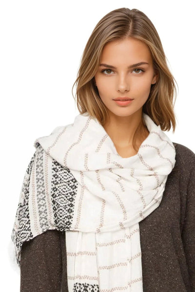 Charming Jacquard Fabric Scarf Wrap - Subtle Luxury
