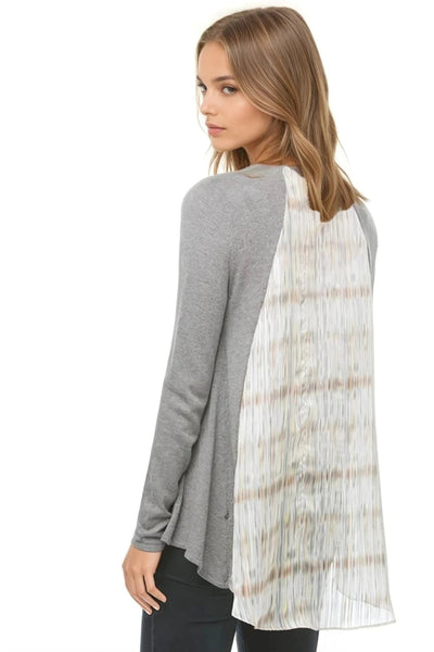 Cotton - Cashmere Cardigan with Silk Back Print Panel - Subtle Luxury