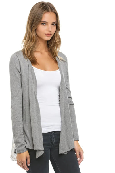 Cotton - Cashmere Cardigan with Silk Back Print Panel - Subtle Luxury