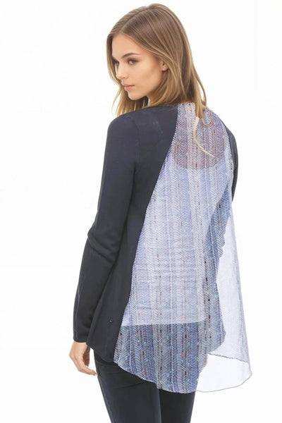 Cotton - Cashmere Cardigan with Silk Back Print Panel - Subtle Luxury