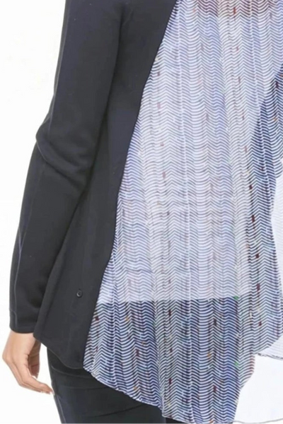 Cotton - Cashmere Cardigan with Silk Back Print Panel - Subtle Luxury