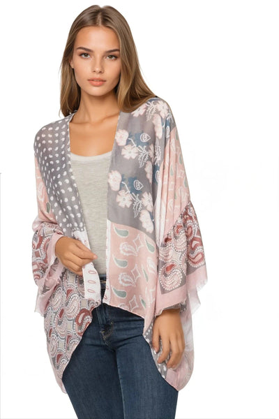Cropped Bell Sleeve Kimono Coverup in Assorted Prints - Subtle Luxury