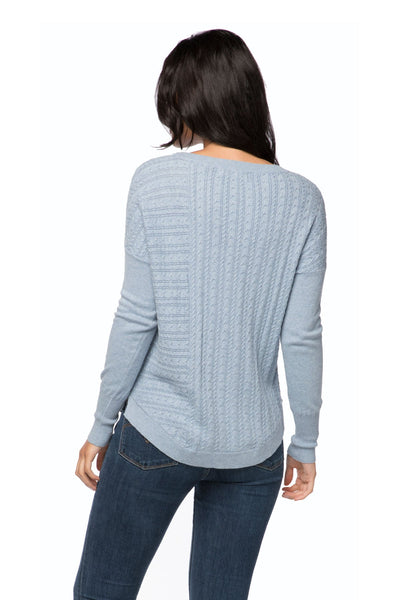 Crystal Textured Pullover Sweater in Cotton Cashmere - Subtle Luxury