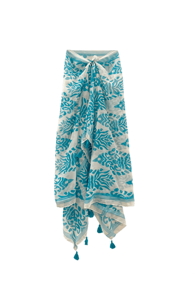 Dance at the Bazaar Blue Print Scarf Wrap Sarong - Subtle Luxury