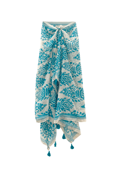Dance at the Bazaar Blue Print Scarf Wrap Sarong - Subtle Luxury