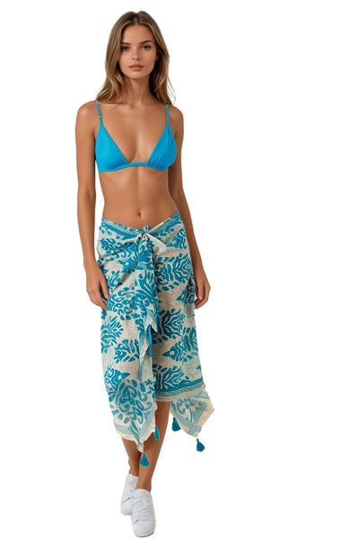 Dance at the Bazaar Blue Print Scarf Wrap Sarong - Subtle Luxury