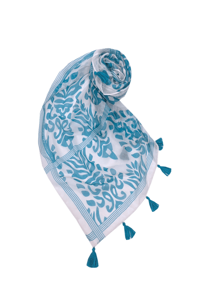 Dance at the Bazaar Blue Print Scarf Wrap Sarong - Subtle Luxury