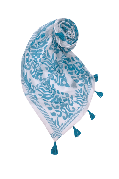 Dance at the Bazaar Blue Print Scarf Wrap Sarong - Subtle Luxury