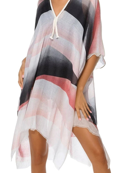 Dawn's Light Print Sheer Coverup Kaftan Dress - Subtle Luxury