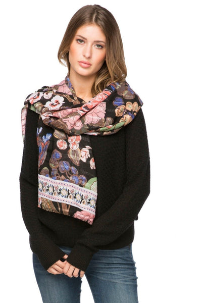 Enchanting Blooms Coverup Sarong Wrap Scarf - Subtle Luxury