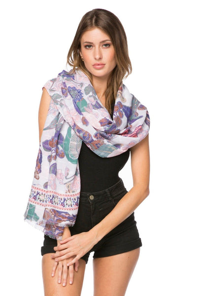 Enchanting Blooms Coverup Sarong Wrap Scarf - Subtle Luxury
