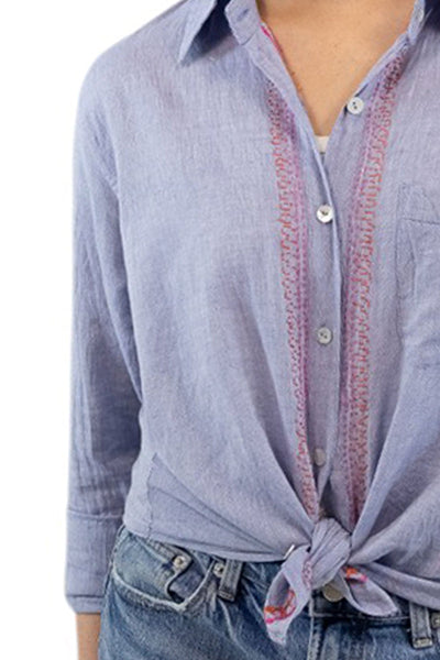 Everyday Hand Stitched Boyfriend Shirt in Cotton Chambray - Subtle Luxury