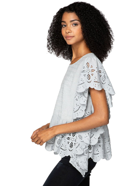 Fae Crop Top with Eyelet Cutwork Detail - Subtle Luxury