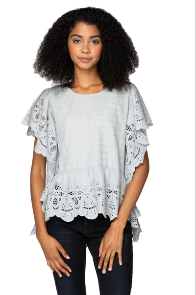 Fae Crop Top with Eyelet Cutwork Detail - Subtle Luxury