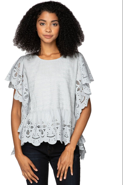 Fae Crop Top with Eyelet Cutwork Detail - Subtle Luxury