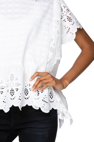 Fae Crop Top with Eyelet Cutwork Detail - Subtle Luxury