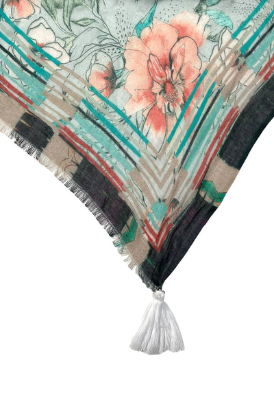 Flowing Florals Print Multi - War Sarong Scarf Wrap - Subtle Luxury