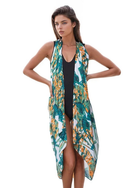 Free Spirit Multi Wear Coverup in Asian Garden Print - Subtle Luxury