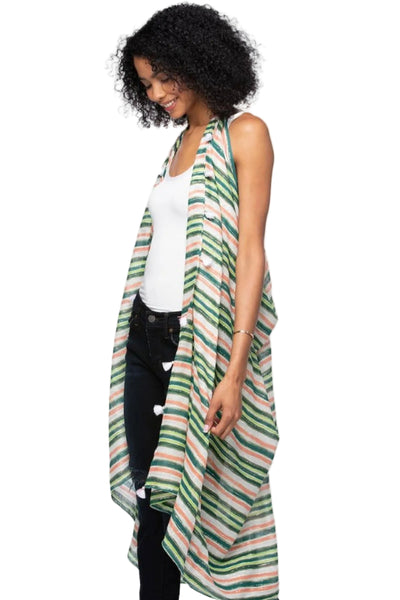 Free Spirit Multi Wear Coverup Vest in Citrus Stripe Print - Subtle Luxury