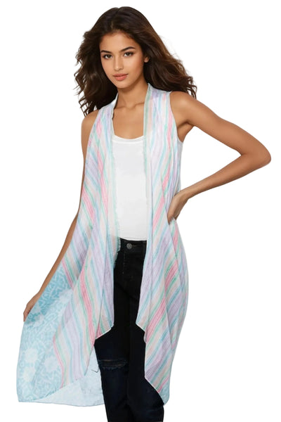 Free Spirit Multi Wear Coverup Vest in Summer Getaway Print - Subtle Luxury