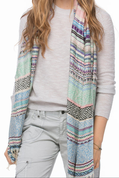 Hand Loomed Stripe Woven Pattern Pastel Scarf - Subtle Luxury