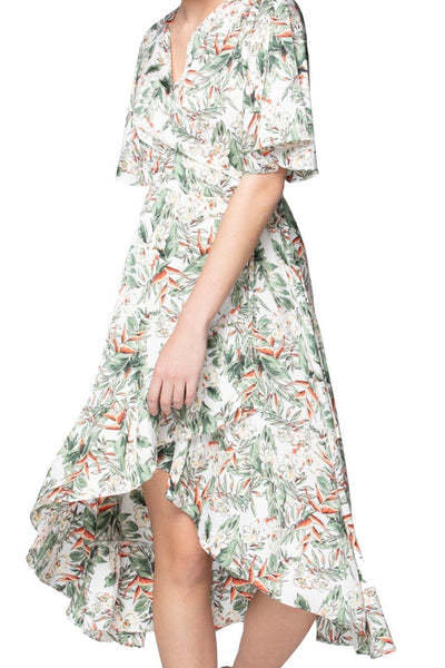 Hi Low Ruffle Wrap Print Sundress - Subtle Luxury