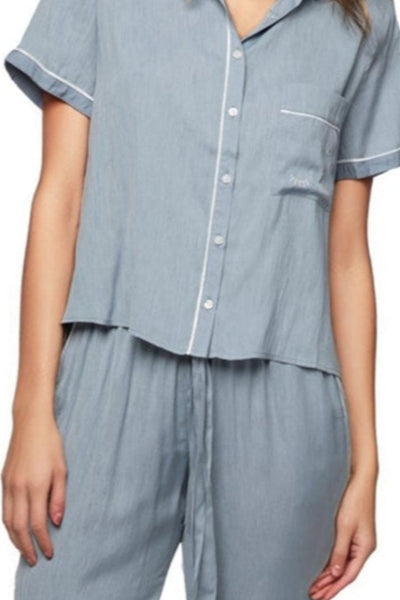 Jade Rayon Top and Pant Pajama Set in Steel - Subtle Luxury