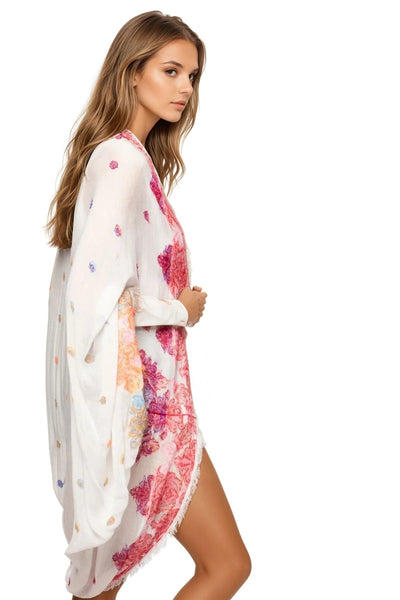 Kimono Shrug Coverup in Whole Lotta Love Novelty Jacquard Fabric - Subtle Luxury