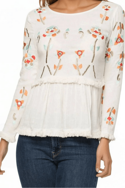 Layla Cotton Gauze Top with Embroidery - Subtle Luxury