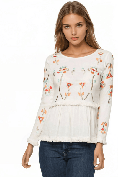 Layla Cotton Gauze Top with Embroidery - Subtle Luxury
